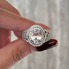 Wholesale Women's Copper Wedding Ring With Geometric Pattern Hand Inlaid Zircon And Platinum Plated