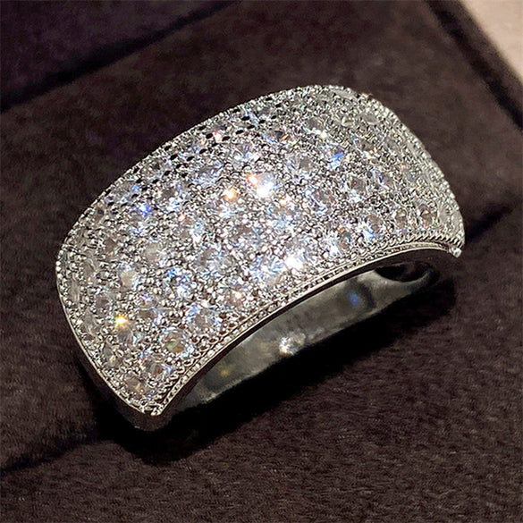 Wholesale Women's Copper White Gold Plated Zircon Geometric Half Ring