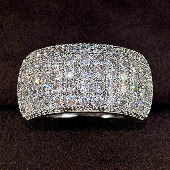 Wholesale Women's Copper White Gold Plated Zircon Geometric Half Ring