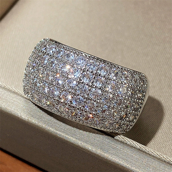 Wholesale Women's Copper White Gold Plated Zircon Geometric Half Ring