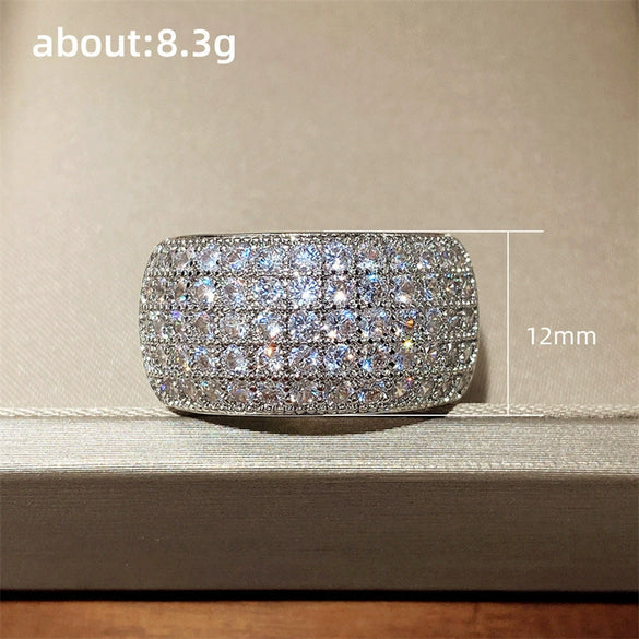 Wholesale Women's Copper White Gold Plated Zircon Geometric Half Ring