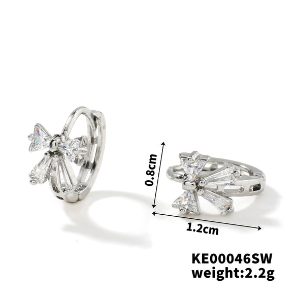 Wholesale Women's Copper Zircon Bow Earrings