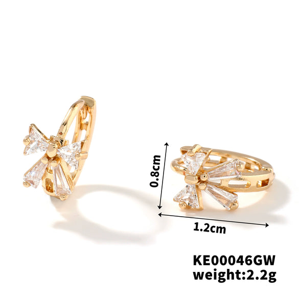 Wholesale Women's Copper Zircon Bow Earrings