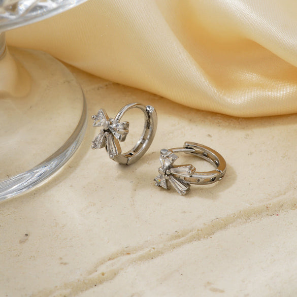 Wholesale Women's Copper Zircon Bow Earrings