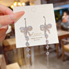Wholesale Women's Copper Zircon Bow Long Tassel Earrings
