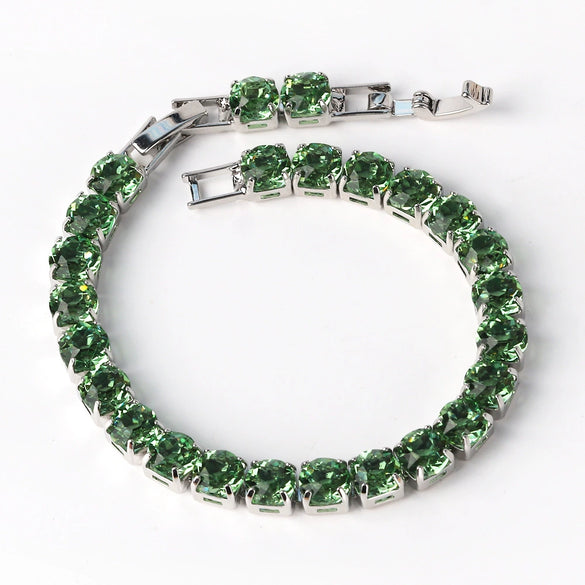 Wholesale Women's Copper Zircon Bracelet Shiny Tennis Chain