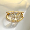 Wholesale Women's Copper Zircon Butterfly Opening Ring With Microinlay And Geometric Design