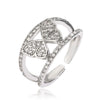 Wholesale Women's Copper Zircon Butterfly Opening Ring With Microinlay And Geometric Design