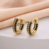 Wholesale Women's Copper Zircon Earrings With Animal Zodiac Flower Bow Geometric Patterns Electroplated Real Gold