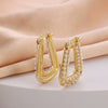 Wholesale Women's Copper Zircon Earrings With Animal Zodiac Flower Bow Geometric Patterns Electroplated Real Gold