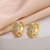 Wholesale Women's Copper Zircon Earrings With Animal Zodiac Flower Bow Geometric Patterns Electroplated Real Gold