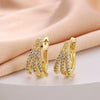Wholesale Women's Copper Zircon Earrings With Animal Zodiac Flower Bow Geometric Patterns Electroplated Real Gold