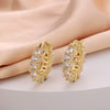 Wholesale Women's Copper Zircon Earrings With Animal Zodiac Flower Bow Geometric Patterns Electroplated Real Gold
