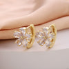Wholesale Women's Copper Zircon Earrings With Animal Zodiac Flower Bow Geometric Patterns Electroplated Real Gold
