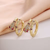 Wholesale Women's Copper Zircon Earrings With Animal Zodiac Flower Bow Geometric Patterns Electroplated Real Gold