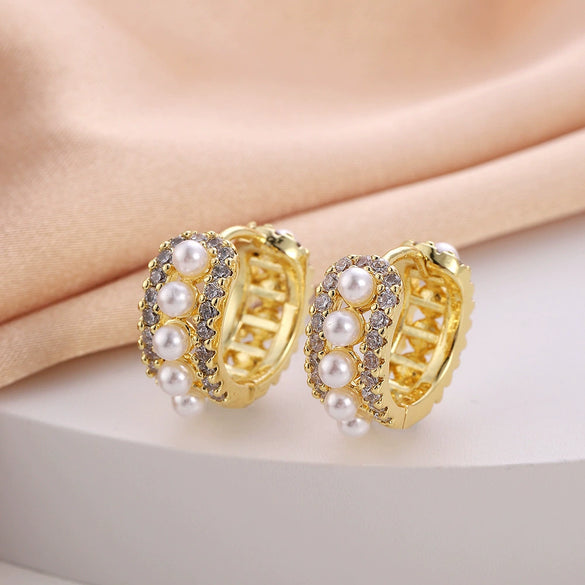 Wholesale Women's Copper Zircon Earrings With Animal Zodiac Flower Bow Geometric Patterns Electroplated Real Gold