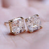 Wholesale Women's Copper Zircon Earrings With Geometric Design Classic Style Imitation Green Crystal