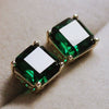 Wholesale Women's Copper Zircon Earrings With Geometric Design Classic Style Imitation Green Crystal