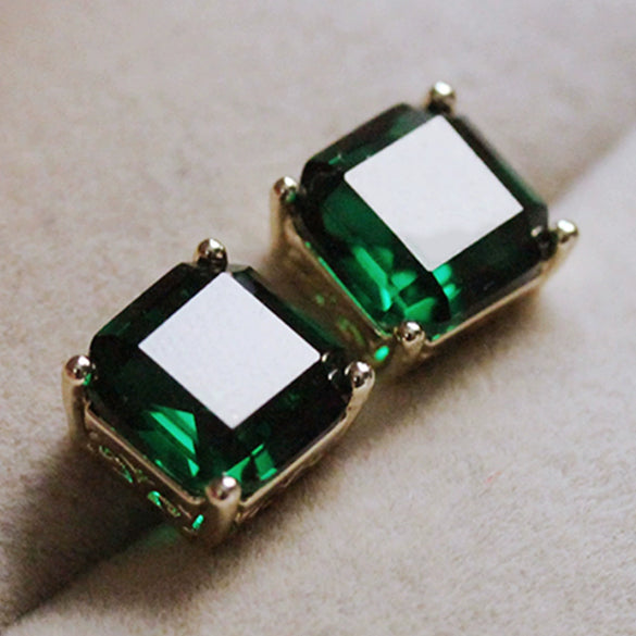 Wholesale Women's Copper Zircon Earrings With Geometric Design Classic Style Imitation Green Crystal