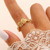 Wholesale Women's Copper Zircon Electroplated Flower Shape Index Finger Ring With Gentle And Forest Style