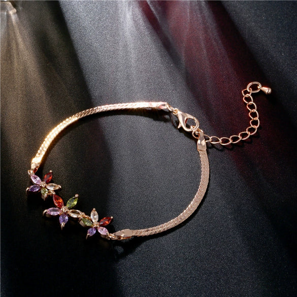 Wholesale Women's Copper Zircon Electroplated Flower Star Pattern Bracelet Jewelry