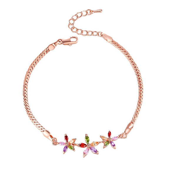 Wholesale Women's Copper Zircon Electroplated Flower Star Pattern Bracelet Jewelry
