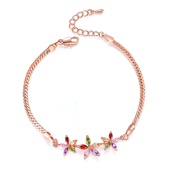 Wholesale Women's Copper Zircon Electroplated Flower Star Pattern Bracelet Jewelry