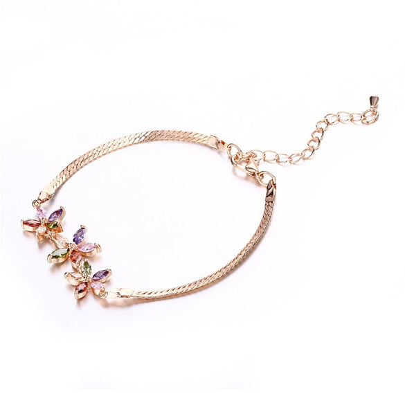 Wholesale Women's Copper Zircon Electroplated Flower Star Pattern Bracelet Jewelry