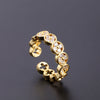 Wholesale Women's Copper Zircon Electroplated Real Gold Open Ring With Animal Zodiac Pattern Sweet Style