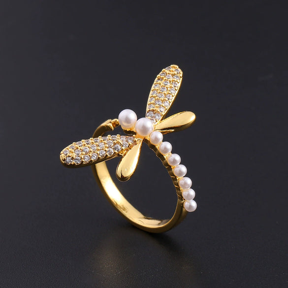 Wholesale Women's Copper Zircon Electroplated Real Gold Open Ring With Animal Zodiac Pattern Sweet Style