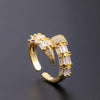 Wholesale Women's Copper Zircon Electroplated Real Gold Open Ring With Animal Zodiac Pattern Sweet Style