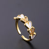 Wholesale Women's Copper Zircon Electroplated Real Gold Open Ring With Animal Zodiac Pattern Sweet Style