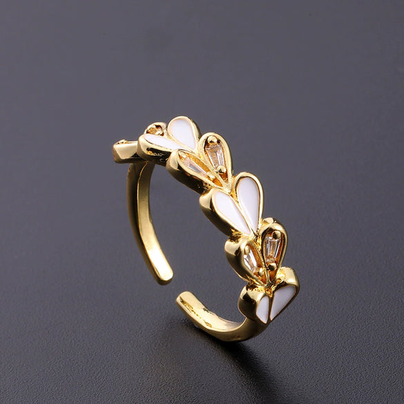 Wholesale Women's Copper Zircon Electroplated Real Gold Open Ring With Animal Zodiac Pattern Sweet Style