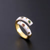 Wholesale Women's Copper Zircon Electroplated Real Gold Open Ring With Animal Zodiac Pattern Sweet Style