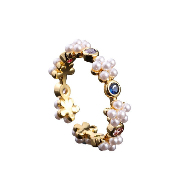 Wholesale Women's Copper Zircon Electroplated Real Gold Open Ring With Animal Zodiac Pattern Sweet Style