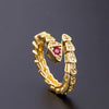 Wholesale Women's Copper Zircon Electroplated Real Gold Open Ring With Animal Zodiac Pattern Sweet Style