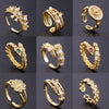 Wholesale Women's Copper Zircon Electroplated Real Gold Open Ring With Animal Zodiac Pattern Sweet Style