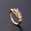 Wholesale Women's Copper Zircon Electroplated Real Gold Open Ring With Animal Zodiac Pattern Sweet Style