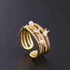 Wholesale Women's Copper Zircon Electroplated Real Gold Open Ring With Animal Zodiac Pattern Sweet Style