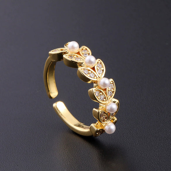 Wholesale Women's Copper Zircon Electroplated Real Gold Open Ring With Animal Zodiac Pattern Sweet Style