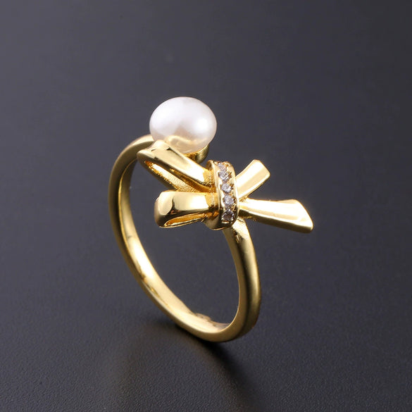 Wholesale Women's Copper Zircon Electroplated Real Gold Open Ring With Animal Zodiac Pattern Sweet Style