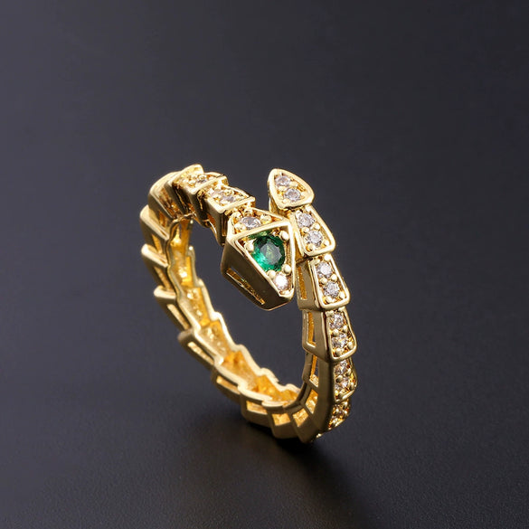 Wholesale Women's Copper Zircon Electroplated Real Gold Open Ring With Animal Zodiac Pattern Sweet Style