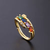 Wholesale Women's Copper Zircon Electroplated Real Gold Open Ring With Animal Zodiac Pattern Sweet Style