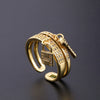 Wholesale Women's Copper Zircon Electroplated Real Gold Open Ring With Animal Zodiac Pattern Sweet Style