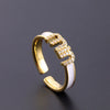 Wholesale Women's Copper Zircon Electroplated Real Gold Open Ring With Animal Zodiac Pattern Sweet Style