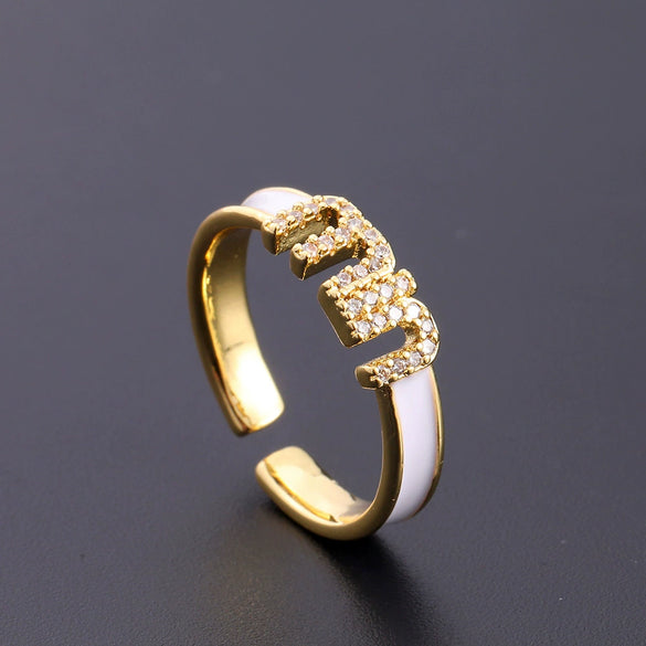 Wholesale Women's Copper Zircon Electroplated Real Gold Open Ring With Animal Zodiac Pattern Sweet Style