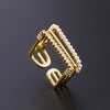 Wholesale Women's Copper Zircon Electroplated Real Gold Open Ring With Animal Zodiac Pattern Sweet Style