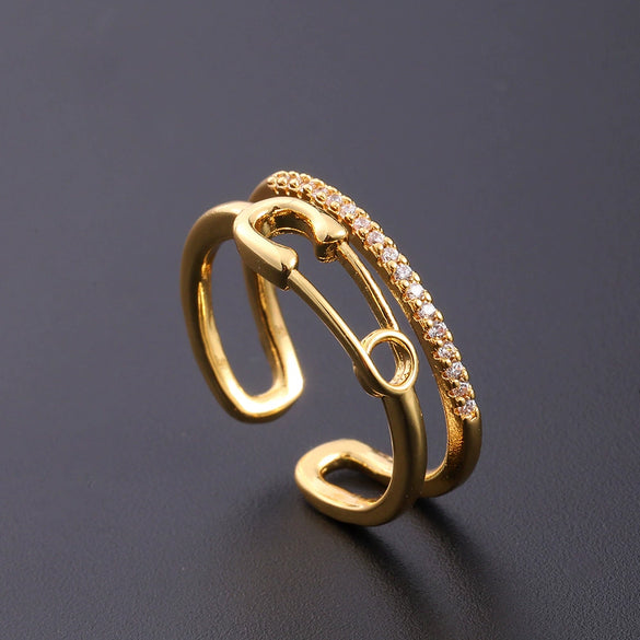 Wholesale Women's Copper Zircon Electroplated Real Gold Open Ring With Animal Zodiac Pattern Sweet Style