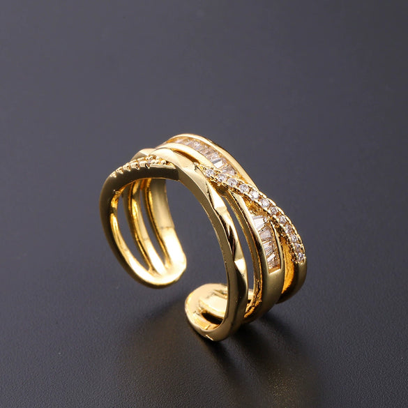 Wholesale Women's Copper Zircon Electroplated Real Gold Open Ring With Animal Zodiac Pattern Sweet Style