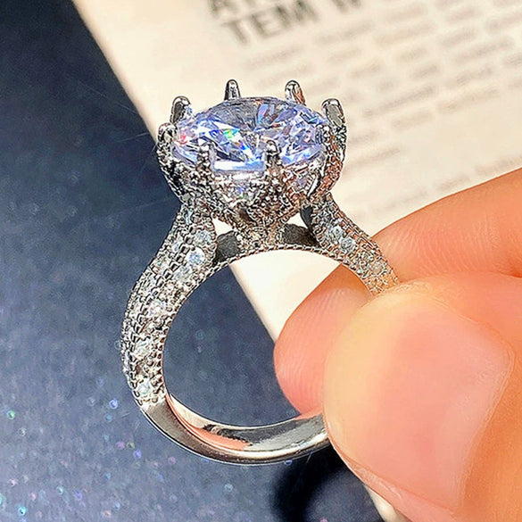 Wholesale Women's Copper Zircon Engagement Ring With Geometric Design
